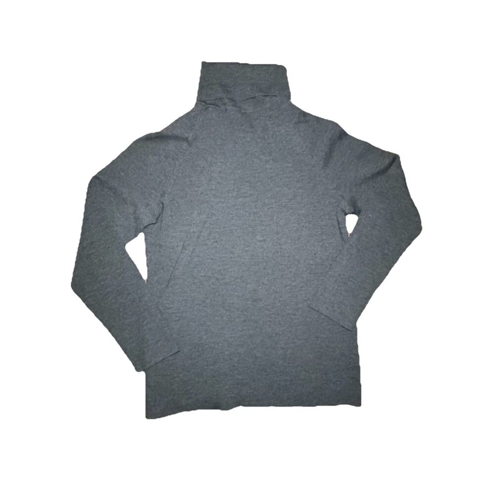 Tory Burch Turtleneck Sweater Gray Large Merino Wool Minimalist Work Office‎
